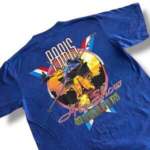 1995 Paris Air Show T-Shirt Mens Large Blue Tie Dye Single Stitch Vtg 90s MINT